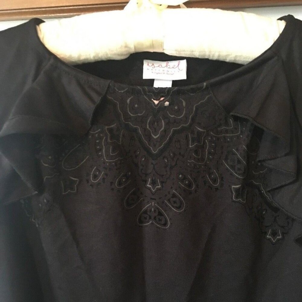 Black Maternity Dress size XS  laser cut design Cold Shoulder ingrid isabel